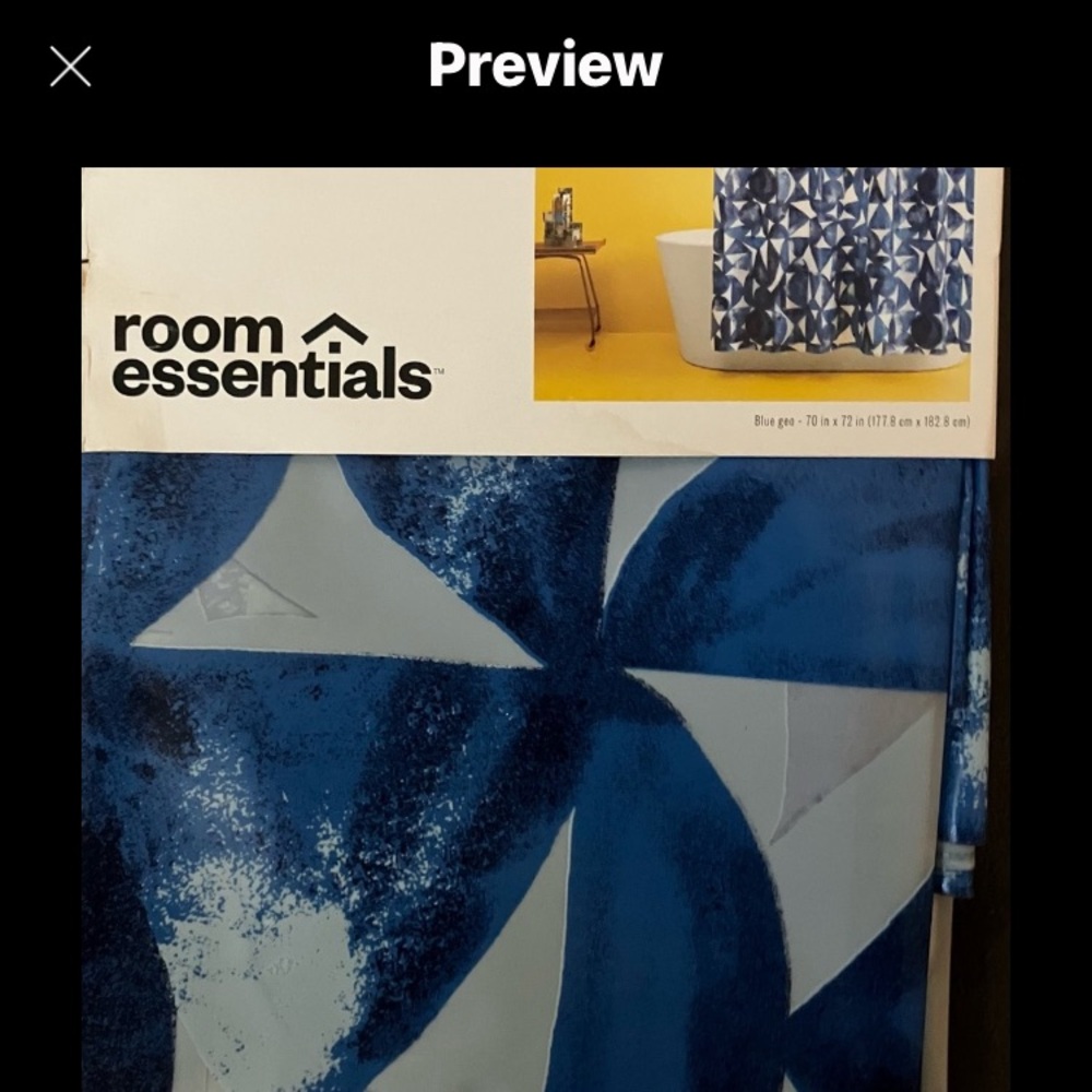 Room Essentials Blue and White Shower Curtain